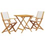 Cream White Fabric and Solid Wood 3-Piece Bistro Set by vidaXL, Garden sets - Ref: Foro24-3281880, Price: 194,27 €, Discount: %