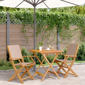 3-teiliges Bistroset aus taupefarbenem Stoff und Massivholz von vidaXL, Gartensets - Ref: Foro24-3281882, Preis: 195,99 €, Ra...