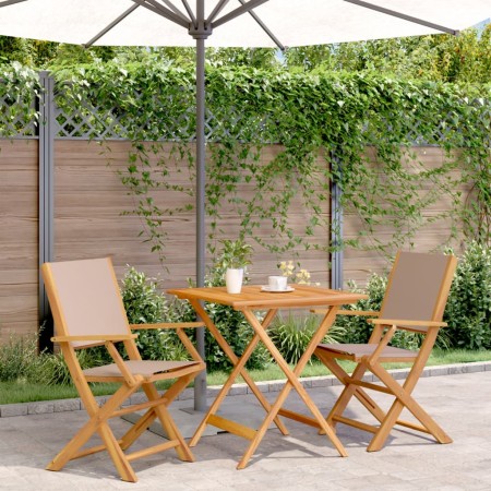 Taupe fabric and solid wood 3-piece bistro set by vidaXL, Garden sets - Ref: Foro24-3281882, Price: 191,91 €, Discount: %