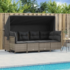 Garden sofa set with cushions 5 pieces gray synthetic rattan by vidaXL, Garden sets - Ref: Foro24-3261529, Price: 421,99 €, D...