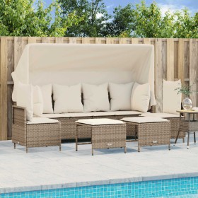 Garden sofa set with cushions 5 pieces beige synthetic rattan by vidaXL, Garden sets - Ref: Foro24-3261555, Price: 454,99 €, ...