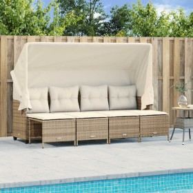 Gartensofa-Set mit Kissen, 5-teilig, beiges synthetisches Rattan von vidaXL, Gartensets - Ref: Foro24-3261543, Preis: 370,99 ...