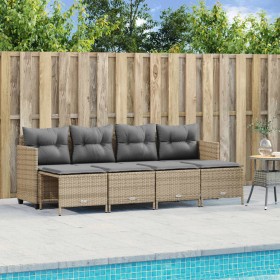 Gartensofa-Set mit Kissen, 5-teilig, beiges synthetisches Rattan von vidaXL, Gartensets - Ref: Foro24-3261536, Preis: 330,99 ...