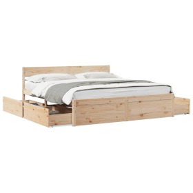 Solid pine wood bed frame with drawers 180x200 cm by vidaXL, Beds and slatted bases - Ref: Foro24-3282339, Price: 315,65 €, D...