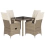 Set comedor de jardín 5 pzas con cojines ratán sintético beige de vidaXL, Conjuntos de jardín - Ref: Foro24-3276800, Precio: ...