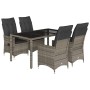 Set comedor de jardín 5 piezas con cojines ratán sintético gris de vidaXL, Conjuntos de jardín - Ref: Foro24-3276738, Precio:...