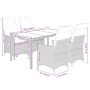 Set comedor de jardín 5 piezas con cojines ratán sintético gris de vidaXL, Conjuntos de jardín - Ref: Foro24-3276738, Precio:...