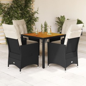 Set de muebles jardín 5 pzas con cojines ratán sintético negro de vidaXL, Conjuntos de jardín - Ref: Foro24-3276681, Precio: ...