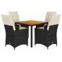 Set de muebles jardín 5 pzas con cojines ratán sintético negro de vidaXL, Conjuntos de jardín - Ref: Foro24-3276681, Precio: ...