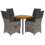 Set comedor de jardín 5 piezas con cojines ratán sintético gris de vidaXL, Conjuntos de jardín - Ref: Foro24-3276725, Precio:...