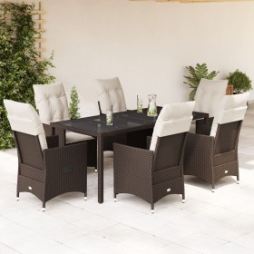 7-teiliges Garten-Essset mit braunen Kissen aus synthetischem Rattan von vidaXL, Gartensets - Ref: Foro24-3276773, Preis: 772...