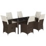 Set comedor de jardín 7 pzas con cojines ratán sintético marrón de vidaXL, Conjuntos de jardín - Ref: Foro24-3276773, Precio:...