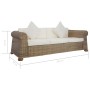 3-seater sofa with natural rattan cushions by vidaXL, Sofas - Ref: Foro24-283074, Price: 796,68 €, Discount: %