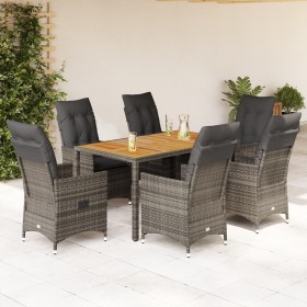 Garden dining set 7 pieces and gray synthetic rattan cushions by vidaXL, Garden sets - Ref: Foro24-3276727, Price: 747,10 €, ...