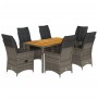 Set comedor jardín 7 pzas y cojines ratán sintético gris de vidaXL, Conjuntos de jardín - Ref: Foro24-3276727, Precio: 744,99...