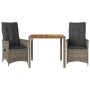 Garden chairs and table with cushions 3 pieces gray PE rattan by vidaXL, Garden sets - Ref: Foro24-3276723, Price: 277,67 €, ...