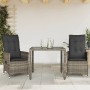 Gartenstühle und Tisch mit Kissen 3 Stück graues PE-Rattan von vidaXL, Gartensets - Ref: Foro24-3276735, Preis: 338,95 €, Rab...