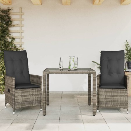 Garden chairs and table with cushions 3 pieces gray PE rattan by vidaXL, Garden sets - Ref: Foro24-3276735, Price: 315,99 €, ...