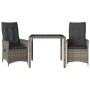 Garden chairs and table with cushions 3 pieces gray PE rattan by vidaXL, Garden sets - Ref: Foro24-3276735, Price: 315,99 €, ...