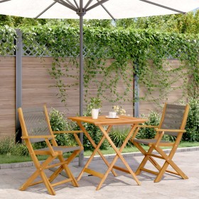 3-teiliges Bistroset aus Polypropylen und grauem Massivholz von vidaXL, Gartensets - Ref: Foro24-3281878, Preis: 214,99 €, Ra...