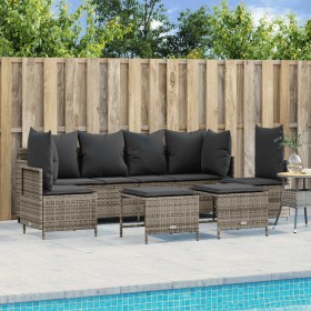 Gartensofa-Set mit Kissen, 5-teilig, graues synthetisches Rattan von vidaXL, Gartensets - Ref: Foro24-3261547, Preis: 407,99 ...