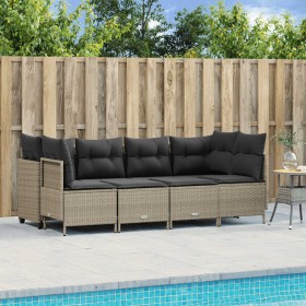 Garden sofa and cushion set 5 pieces light gray synthetic rattan by vidaXL, Garden sets - Ref: Foro24-3261526, Price: 388,99 ...