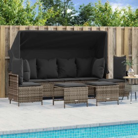 Garden sofa set with cushions 5 pieces gray synthetic rattan by vidaXL, Garden sets - Ref: Foro24-3261553, Price: 446,99 €, D...