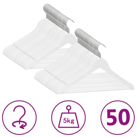 Juego de perchas ropa 50 uds antideslizantes madera dura blanco de vidaXL, Perchas - Ref: Foro24-289915, Precio: 71,11 €, Des...