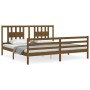 Honey brown solid wood bed frame with headboard by vidaXL, Beds and slatted bases - Ref: Foro24-3194589, Price: 177,11 €, Dis...