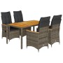 5-piece garden dining set with gray synthetic rattan cushions by vidaXL, Garden sets - Ref: Foro24-3276846, Price: 624,19 €, ...