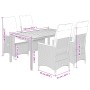 Set comedor de jardín 5 piezas con cojines ratán sintético gris de vidaXL, Conjuntos de jardín - Ref: Foro24-3276846, Precio:...