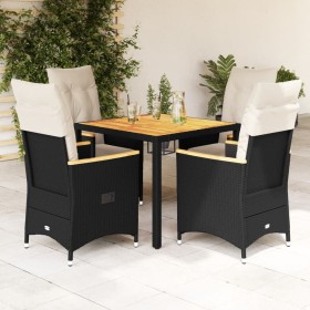 Set de muebles jardín 5 pzas con cojines ratán sintético negro de vidaXL, Conjuntos de jardín - Ref: Foro24-3276833, Precio: ...