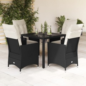 Set de muebles jardín 5 pzas con cojines ratán sintético negro de vidaXL, Conjuntos de jardín - Ref: Foro24-3276693, Precio: ...