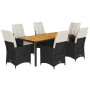 Set de comedor de jardín 7 pzas y cojines ratán sintético negro de vidaXL, Conjuntos de jardín - Ref: Foro24-3276685, Precio:...