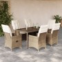 7-teiliges Garten-Essset mit beigen Kissen aus synthetischem Rattan von vidaXL, Gartensets - Ref: Foro24-3276804, Preis: 715,...