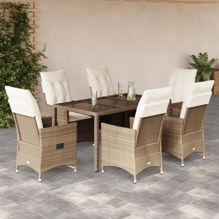 7-piece garden dining set with beige synthetic rattan cushions by vidaXL, Garden sets - Ref: Foro24-3276804, Price: 793,97 €,...