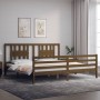 Honey brown solid wood bed frame with headboard by vidaXL, Beds and slatted bases - Ref: Foro24-3194589, Price: 177,11 €, Dis...