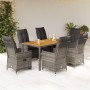 Set comedor jardín 7 pzas y cojines ratán sintético gris de vidaXL, Conjuntos de jardín - Ref: Foro24-3276728, Precio: 878,82...