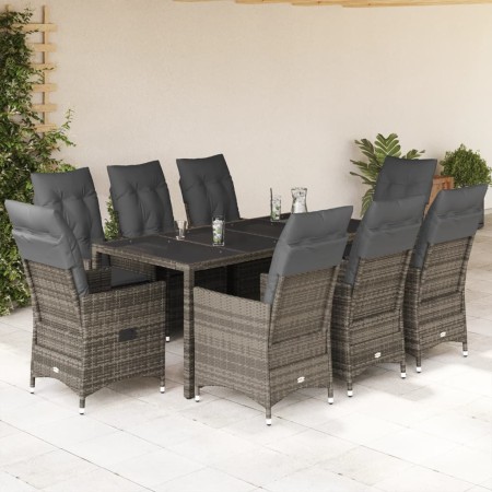 Garden dining set 9 pieces and gray synthetic rattan cushions by vidaXL, Garden sets - Ref: Foro24-3276742, Price: 1,00 €, Di...