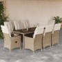 9-piece garden dining set with beige synthetic rattan cushions by vidaXL, Garden sets - Ref: Foro24-3276806, Price: 1,00 €, D...