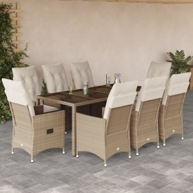 9-teiliges Garten-Essset mit beigen Kissen aus synthetischem Rattan von vidaXL, Gartensets - Ref: Foro24-3276806, Preis: 1,00...