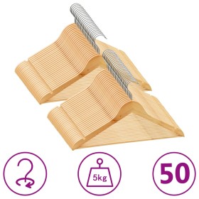 50 Pcs Non-Slip Hardwood Clothes Hanger Set by vidaXL, Hangers - Ref: Foro24-289912, Price: 57,99 €, Discount: %