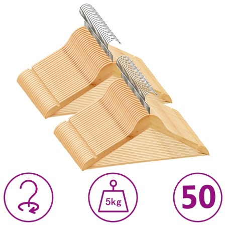 Juego de perchas para ropa 50 uds antideslizantes madera dura de vidaXL, Perchas - Ref: Foro24-289912, Precio: 57,52 €, Descu...