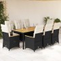 Set de comedor de jardín 9 pzas y cojines ratán sintético negro de vidaXL, Conjuntos de jardín - Ref: Foro24-3276838, Precio:...