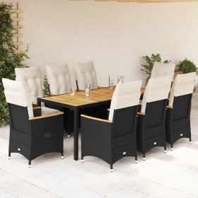 9-teiliges Garten-Essset und schwarze Kissen aus synthetischem Rattan von vidaXL, Gartensets - Ref: Foro24-3276838, Preis: 99...