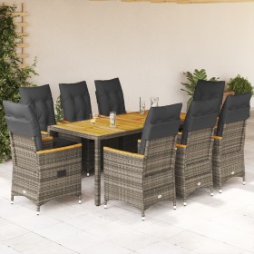 Set comedor jardín 9 pzas y cojines ratán sintético gris de vidaXL, Conjuntos de jardín - Ref: Foro24-3276850, Precio: 1,00 €...