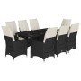 Set de comedor de jardín 9 pzas y cojines ratán sintético negro de vidaXL, Conjuntos de jardín - Ref: Foro24-3276698, Precio:...