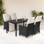 Set de muebles jardín 5 pzas con cojines ratán sintético negro de vidaXL, Conjuntos de jardín - Ref: Foro24-3276865, Precio: ...