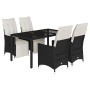 Set de muebles jardín 5 pzas con cojines ratán sintético negro de vidaXL, Conjuntos de jardín - Ref: Foro24-3276865, Precio: ...