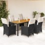 7-piece garden dining set and black synthetic rattan cushions by vidaXL, Garden sets - Ref: Foro24-3276859, Price: 780,14 €, ...